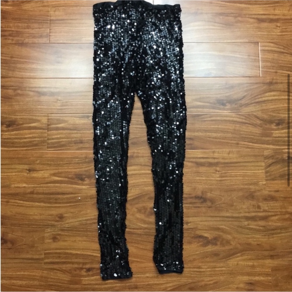 Custo Barcelona Black Sequins Mid Rise Legging Size large - Picture 6 of 8
